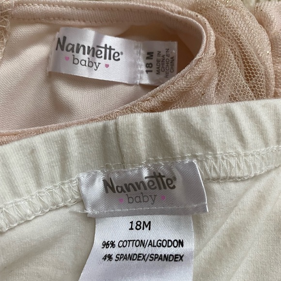 Nannette baby toddler 18 month long floral top with white pants with ruffles. - Picture 3 of 3